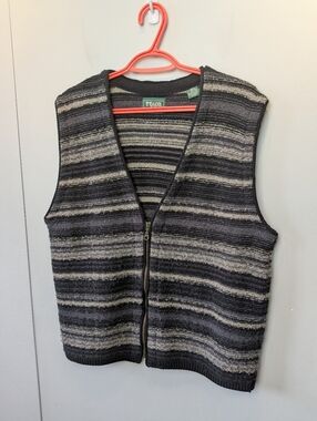 VINTAGE 90' TT&CO Men (Unisex) Sleeveless Sweater Size Medium Zipper Closure